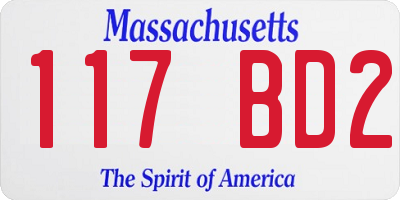 MA license plate 117BD2
