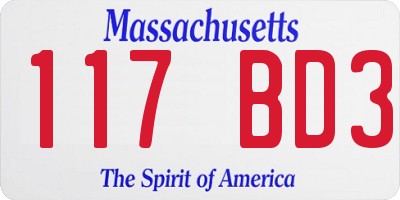 MA license plate 117BD3