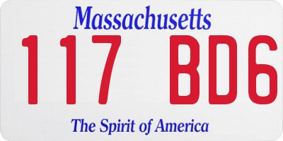MA license plate 117BD6