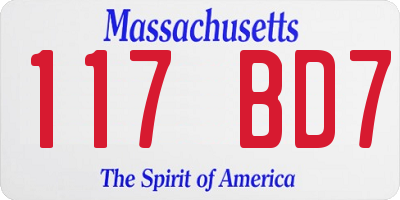 MA license plate 117BD7