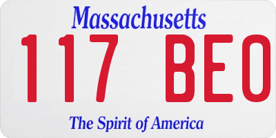 MA license plate 117BE0