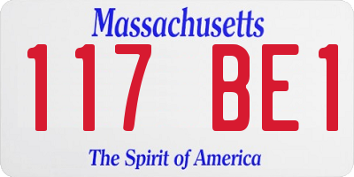 MA license plate 117BE1