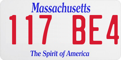 MA license plate 117BE4