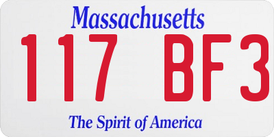 MA license plate 117BF3