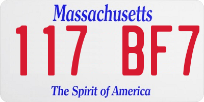 MA license plate 117BF7