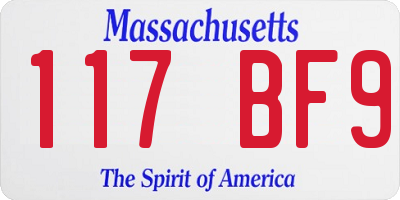 MA license plate 117BF9