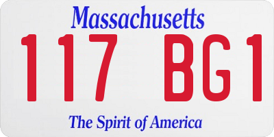 MA license plate 117BG1
