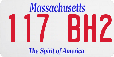 MA license plate 117BH2