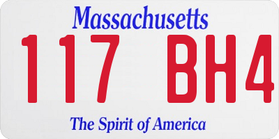 MA license plate 117BH4