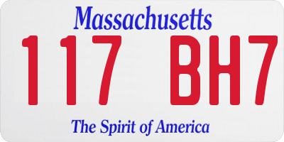 MA license plate 117BH7