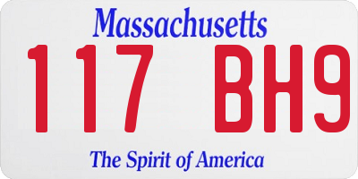 MA license plate 117BH9