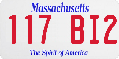 MA license plate 117BI2