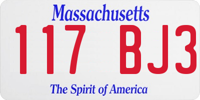 MA license plate 117BJ3