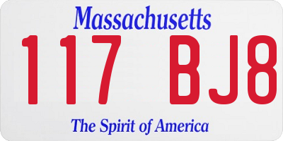 MA license plate 117BJ8