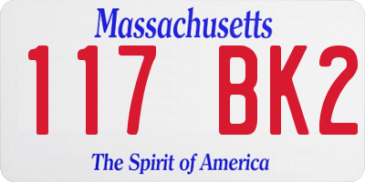 MA license plate 117BK2