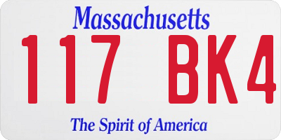 MA license plate 117BK4