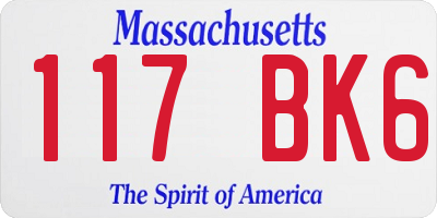 MA license plate 117BK6