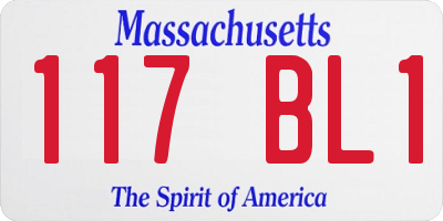 MA license plate 117BL1