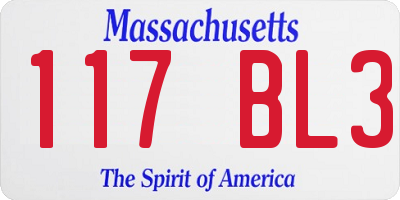 MA license plate 117BL3