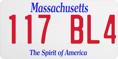 MA license plate 117BL4