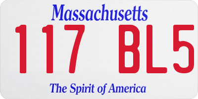 MA license plate 117BL5