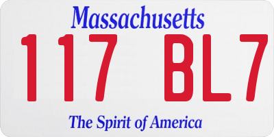 MA license plate 117BL7