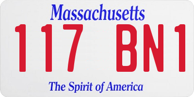 MA license plate 117BN1