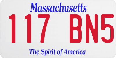 MA license plate 117BN5