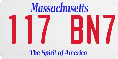 MA license plate 117BN7