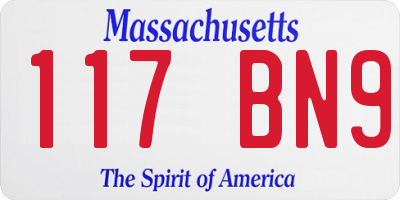 MA license plate 117BN9