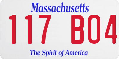 MA license plate 117BO4