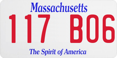 MA license plate 117BO6