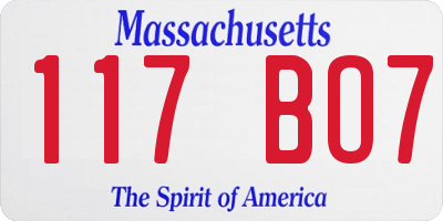 MA license plate 117BO7