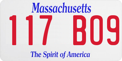 MA license plate 117BO9