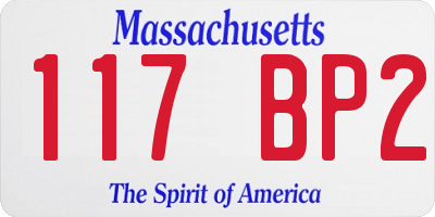 MA license plate 117BP2