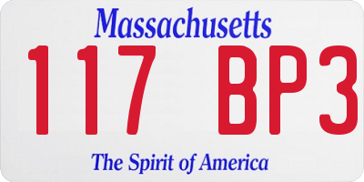 MA license plate 117BP3