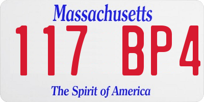 MA license plate 117BP4