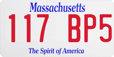 MA license plate 117BP5