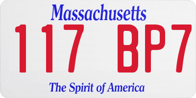 MA license plate 117BP7