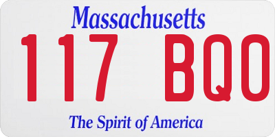 MA license plate 117BQ0