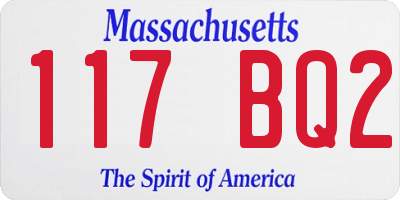 MA license plate 117BQ2