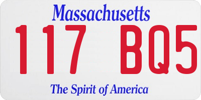 MA license plate 117BQ5