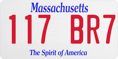 MA license plate 117BR7