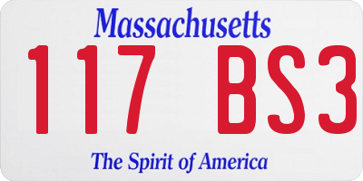 MA license plate 117BS3