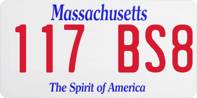MA license plate 117BS8