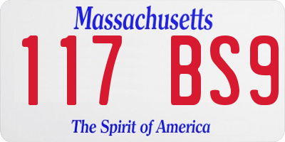 MA license plate 117BS9