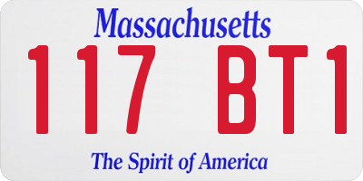 MA license plate 117BT1
