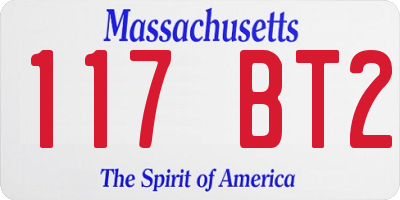 MA license plate 117BT2