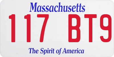 MA license plate 117BT9