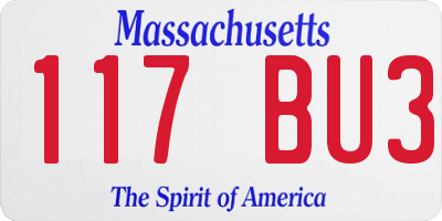MA license plate 117BU3
